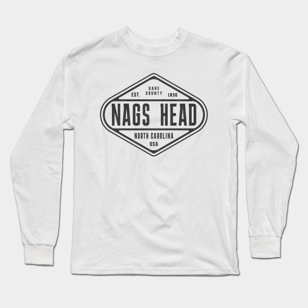 Nags Head, NC Summertime Weathered Sign Long Sleeve T-Shirt by Contentarama